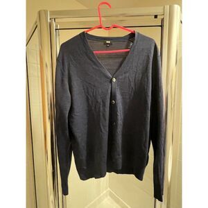 Uniqlo Button Up Sweater - M  - Y2k Office Sweater - Navy Blue